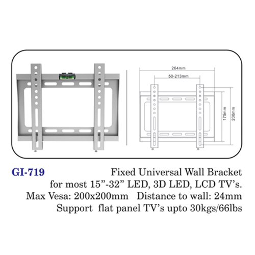 Fixed Universal Wall Bracket For Most 15" To 32" Led, 3d Led, Lcd Tvs