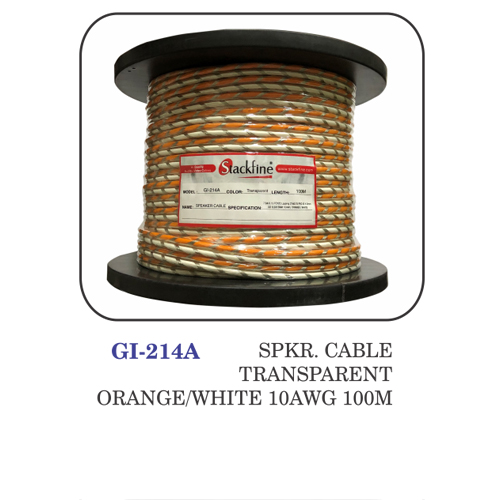 Speaker Cable Transparent Orange / White 10 Awg 100m