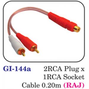 2rca Plug X 1rca Socket Cable 0.20m (raj)