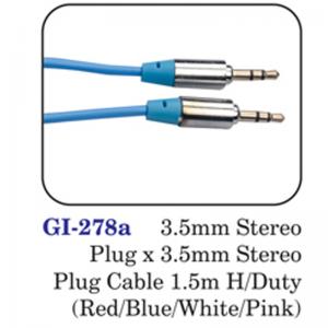 3.5 Mm Stereo Plug X 3.5mm Stereo Plug Cable 1.5m H/duty (red/blue/white/pink)