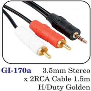 3.5mm Stereo X 2rca Cable 1.5m H/duty Golden