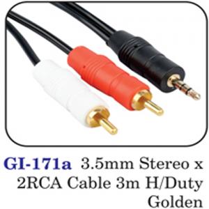 3.5mm Stereo X 2rca Cable 3m H/duty Golden