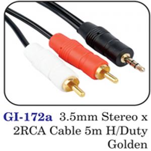 3.5mm Stereo X 2rca Cable 5m H/duty Golden