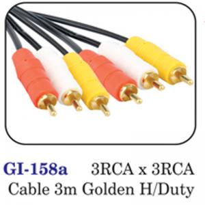 3rca X 3rca Cable 3m Golden H/duty