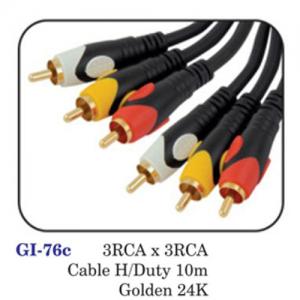 3rca X 3rca Cable H/duty 10m Golden 24k