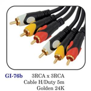 3rca X 3rca Cable H/duty 5m Golden 24k