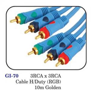 3rca X 3rca Cable H/duty (rgb) 10m Golden