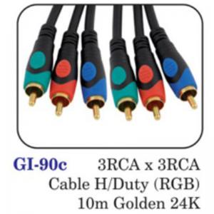 3rca X 3rca Cable H/duty (rgb) 10m Golden 24k