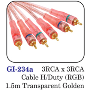 3rca X 3rca Cable H/duty (rgb) 1.5m Transparent Golden