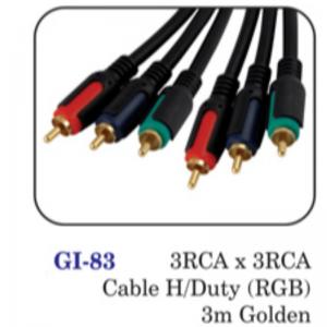 3rca X 3rca Cable H/duty (rgb) 3m Golden