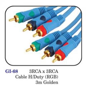 3rca X 3rca Cable H/duty (rgb) 3m Golden