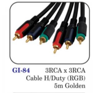3rca X 3rca Cable H/duty (rgb) 5m Golden