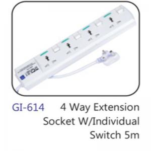 4 Way Extension Socket W/individual Switch 5m
