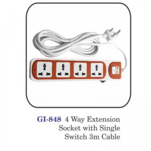 4 Way Extension Socket With Single Switch 3m Cable