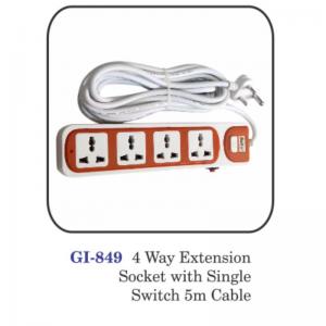 4 Way Extension Socket With Single Switch 5m Cable