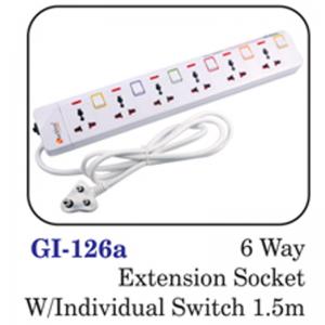 6 Way Extension Socket W/individual Switch 1.5m
