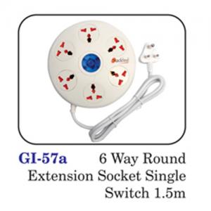 6 Way Round Extension Socket Single Switch 1.5m