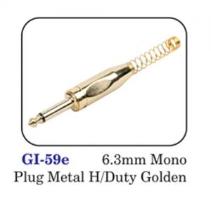6.3mm Mono Plug Metal H/duty Golden