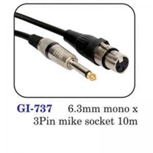 6.3mm Mono X 3pin Mike Socket 10m (red, Green, Yellow, Blue And Black)