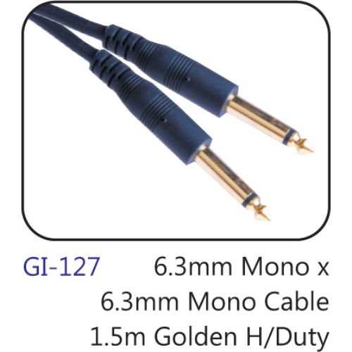 6.3mm Mono X 6.3mm Mono Cable 1.5m Golden H/duty