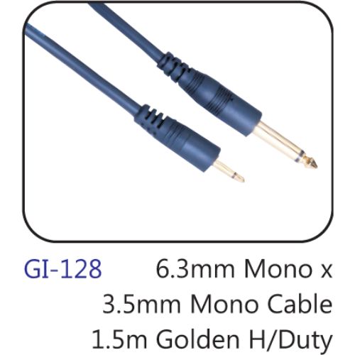 6.3mm Mono X 3.5mm Mono Cable 1.5m Golden H/duty