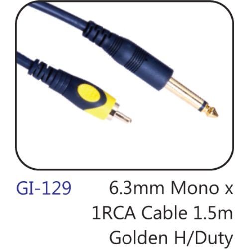 6.3mm Mono X 1rca Cable 1.5m Golden H/duty
