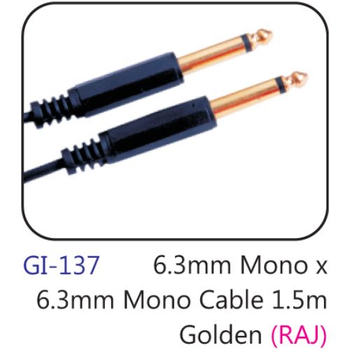 6.3mm Mono X 6.3mm Mono Cable 1.5m Golden (raj)