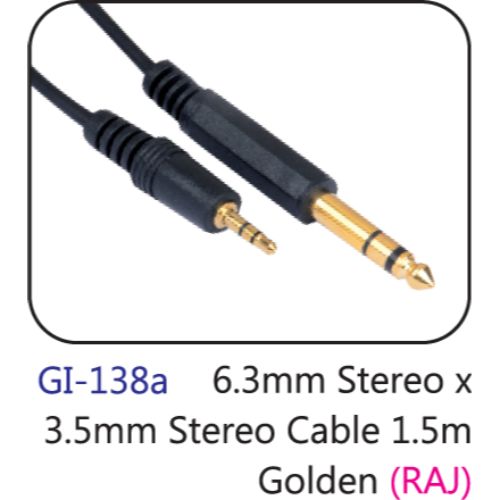 6.3mm Stereo X 3.5mm Stereo Cable 1.5m Golden (raj)