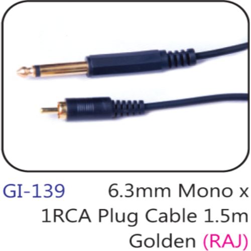 6.3mm Mono X 1rca Plug Cable 1.5m Golden (raj)