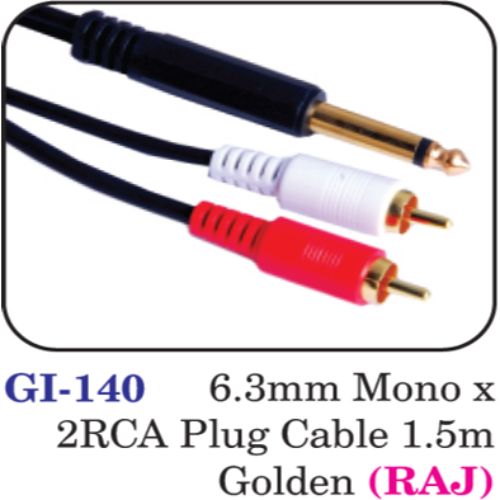 6.3mm Mono X 2rca Plug Cable 1.5m Golden (raj)