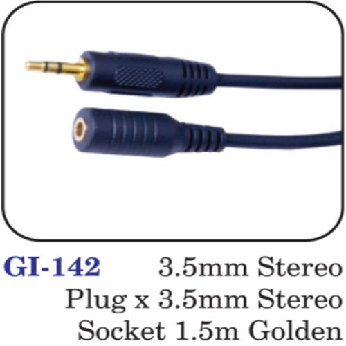 3.5mm Stereo Plug X 3.5mm Stereo Socket 1.5m Golden