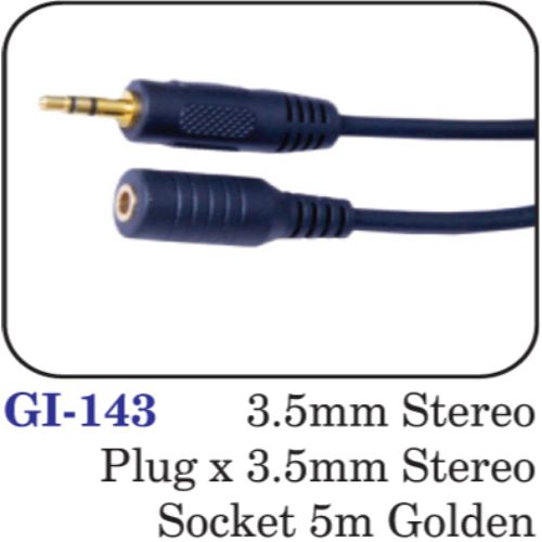 3.5mm Stereo Plug X 3.5mm Stereo Socket 5m Golden