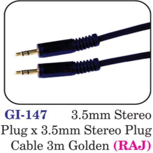 3.5mm Stereo Plug X 3.5mm Stereo Plug Cable 3m Golden (raj)