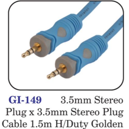 3.5mm Stereo Plug X 3.5mm Stereo Plug Cable 1.5m H/duty Golden