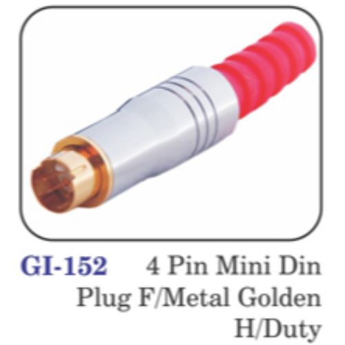 4 Pin Mini Din Plug F/metal Golden H/duty