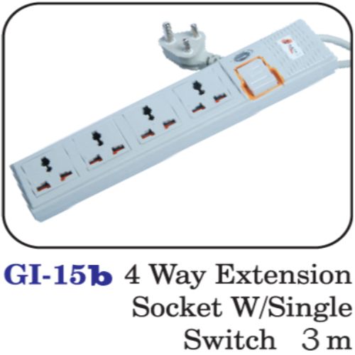 4 Way Extension Socket W/single Switch 3m