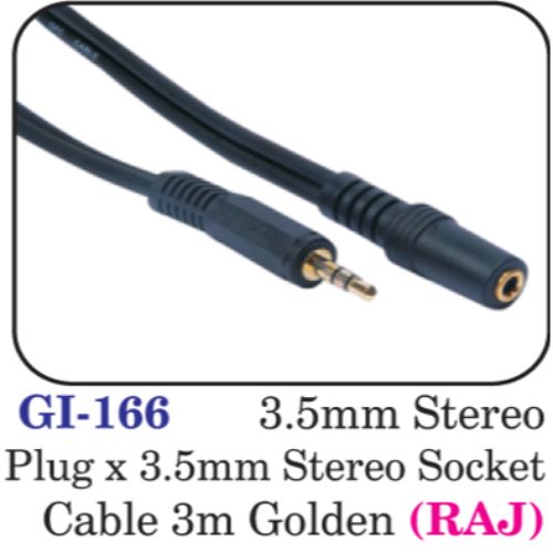 3.5mm Stereo Plug X 3.5mm Stereo Socket Cable 3m Golden (raj)