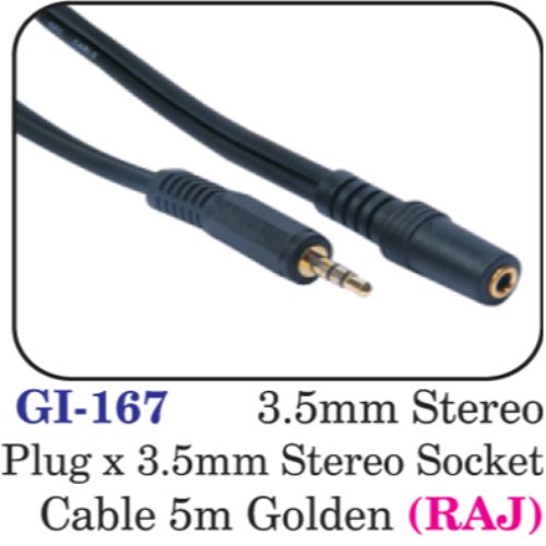 3.5mm Stereo Plug X 3.5mm Stereo Socket Cable 5m Golden (raj)