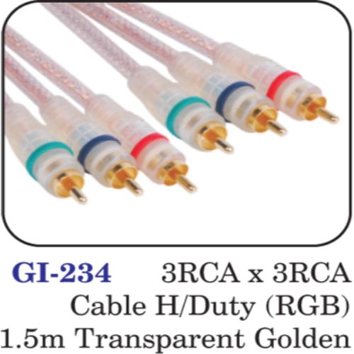 3rca X 3rca Cable H/duty (rgb) 1.5m Transparent Golden