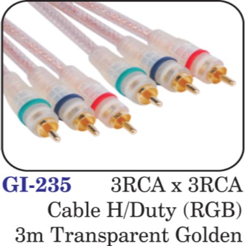 3rca X 3rca Cable H/duty (rgb) 3m Transparent Golden