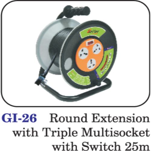 Round Extension With Triple Multisocket With Switch 25m