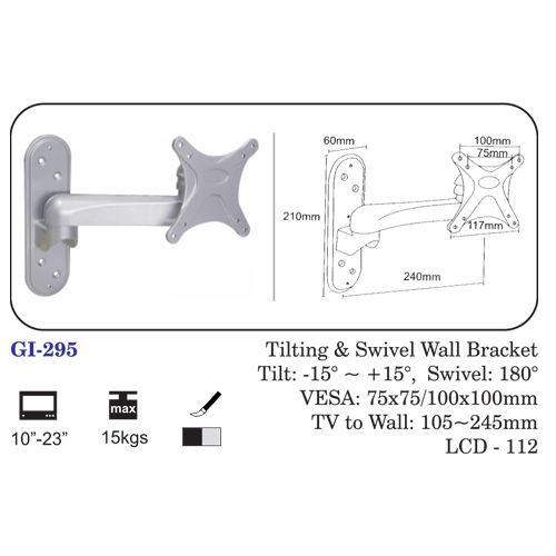 Tilting & Swivel Wall Bracket 10" To 23"
