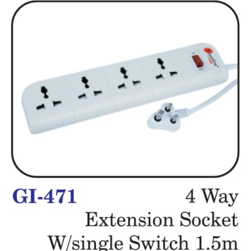 4 Way Extension Socket W/single Switch 1.5m