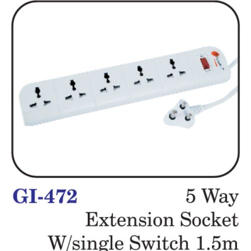 5 Way Extension Socket W/single Switch 1.5m