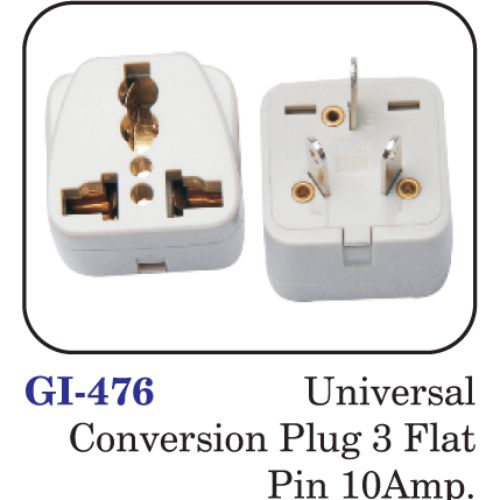 Universal Conversion Plug 3 Flat Pin 10amp.