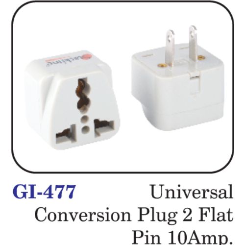 Universal Conversion Plug 2 Flat Pin 10amp.