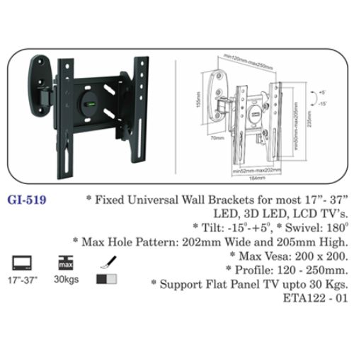 Fixed Universal Wall Brackets For Most 17" To 37" Led, 3d Led, Lcd Tvs