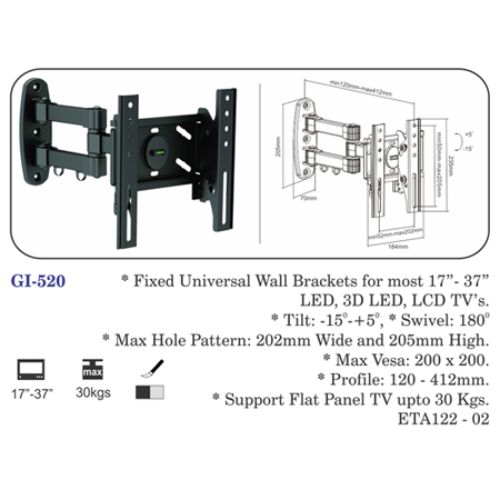 Fixed Universal Wall Brackets For Most 17" To 37" Led, 3d Led, Lcd Tvs