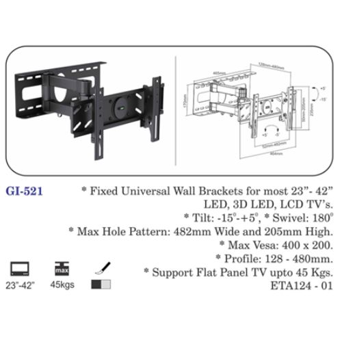 Fixed Universal Wall Brackets For Most 23" To 42" Led, 3d Led, Lcd Tvs