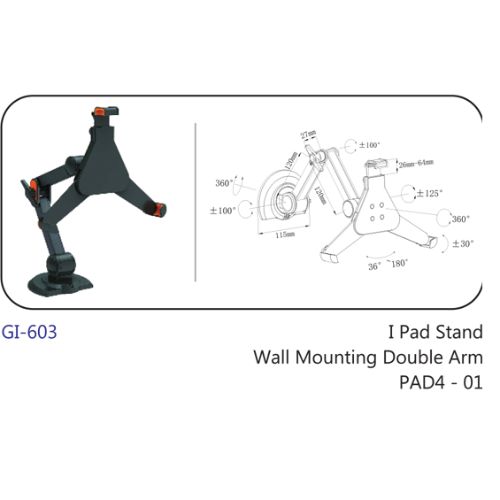I Pad Stand Wall Mounting Double Arm